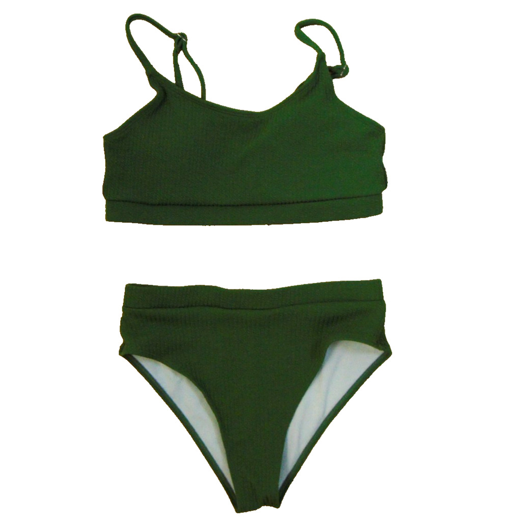 Olive Green Textured Bikini Set Women’s M